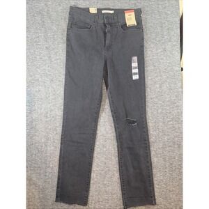Levi's 724 Womens Jeans High Rise Slim Straight Distressed Black Size 30x32 NEW